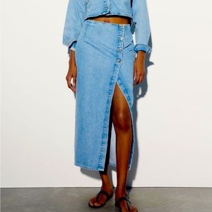 Zara Split Denim Skirt